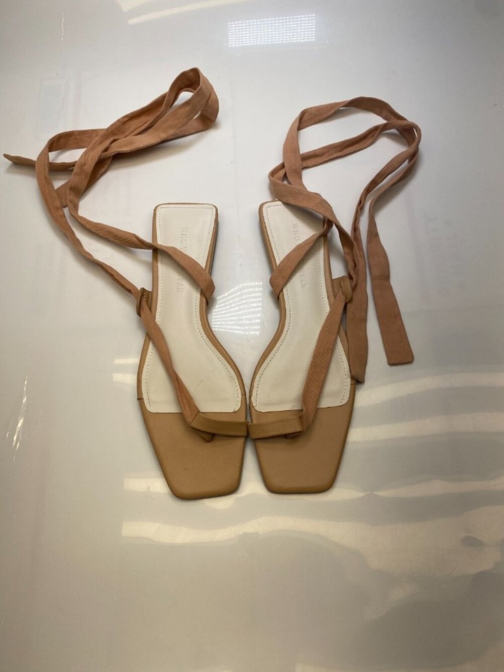 Who What Wear Women's Square Toe Strappy Nude Sandal Sz 8.5